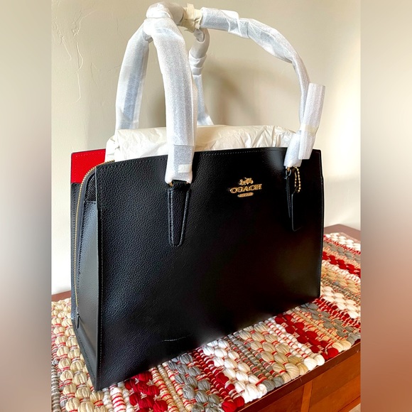 Coach Black Tote with Gold Accents - Picture 1 of 10